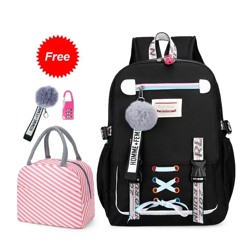 New 2021 school bags for teenage girls with lock Anti theft backpack women book bag junior high school bag youth leisure college