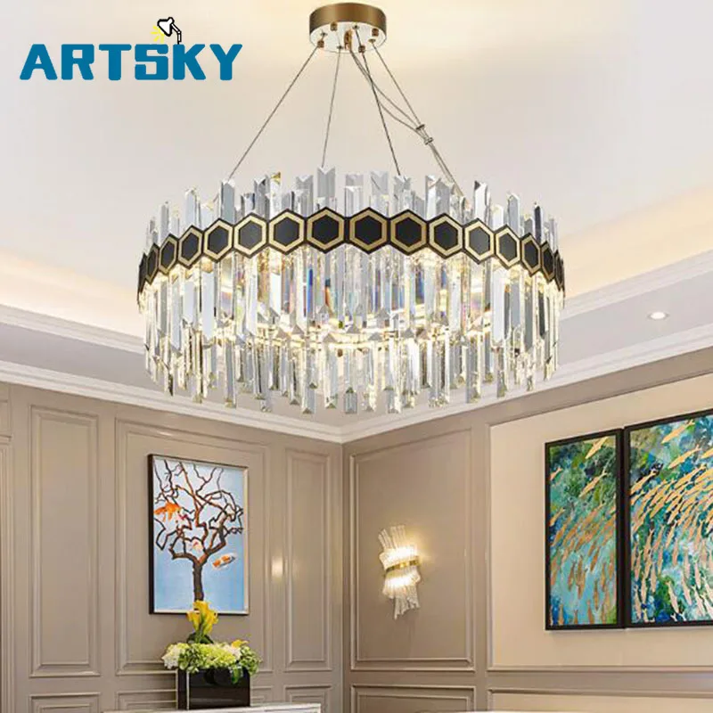 Modern Round Crystal Chandelier Lighting For Dining Room Bedroom LED Kitchen Light Luxury living room Chandeliers Fixtures