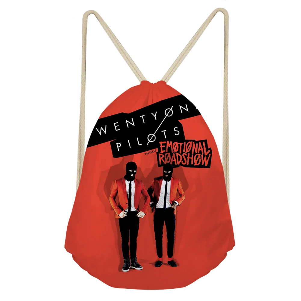 THIKIN Twenty One Pilots Сумки на шнурке для подростков пляжные легкие сумки для девочек на каждый день на заказ с узором сумка на плечо персонализированный подарок для фанатов