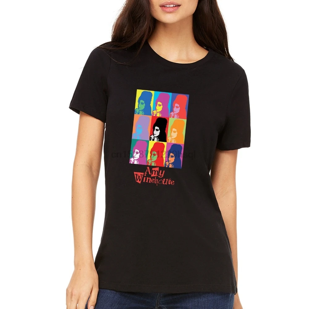Fashion Women T-shirt cute Stone Amy Winehouse Colorful Portrait Tribute T-Shirt Tee Summer Shirt | Мужская одежда