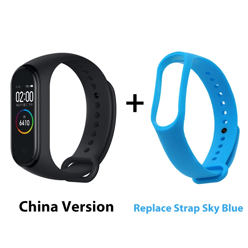 Небесно-голубой Xiaomi mi Band 4 музыкальный Смарт mi band 4 браслет сердечного ритма фитнес 135 мАч Bluetooth 5,0 цветной экран - Цвет: Небесно-голубой