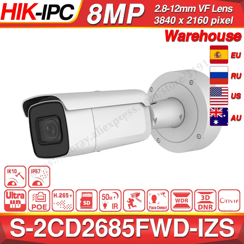 Hikvision оригинальная DS 2CD2685FWD IZS камера 8 МП POE CCTV 50 м ИК диапазон IP67 IK10 H.265 + 2 12 мм