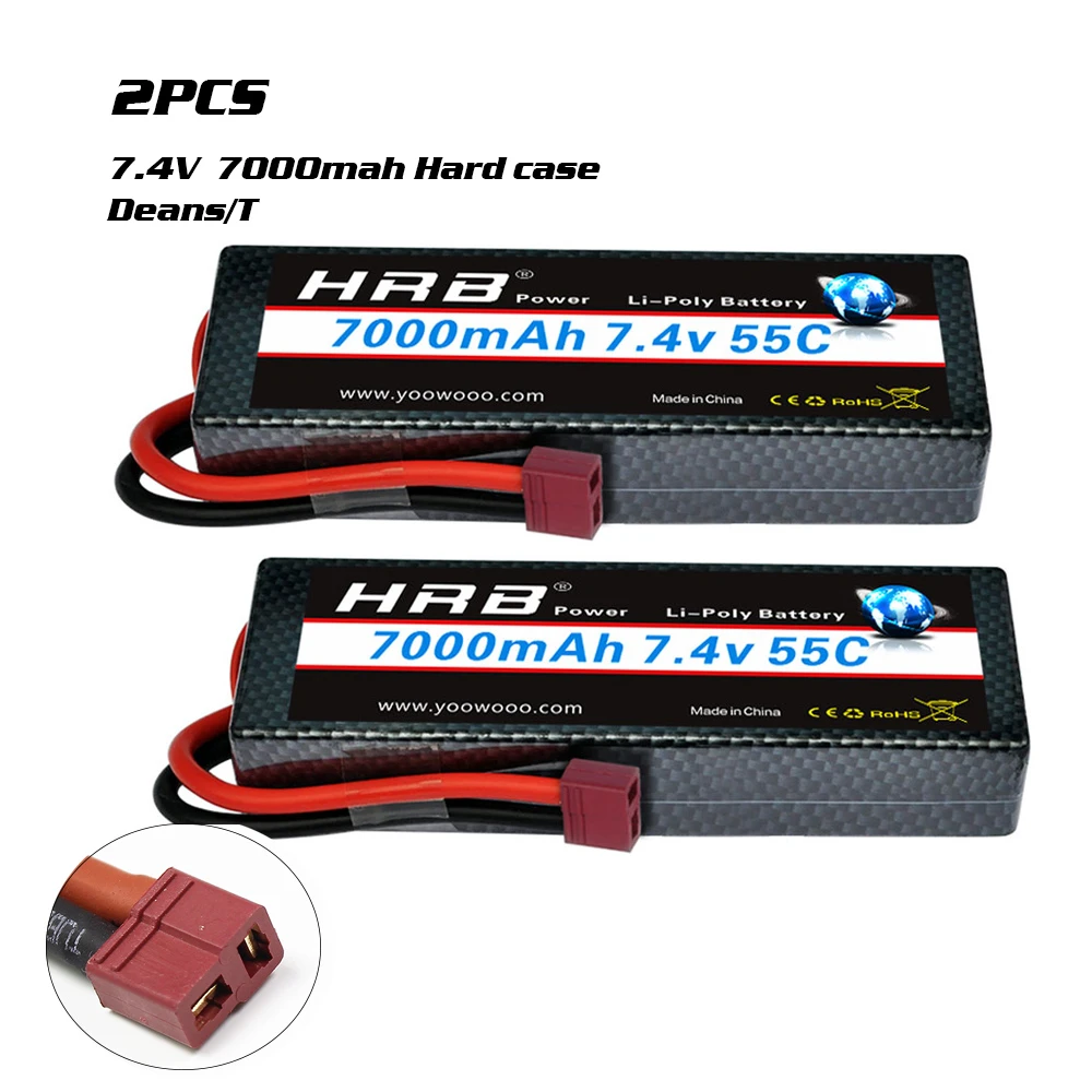 2pcs Hrb 2s Lipo Battery 7.4v 7000mah 