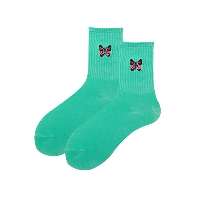 Hot Sale 2021 new fashion Korean style ladies socks simulation printing butterfly socks cute embroidered dinosaur socks 8