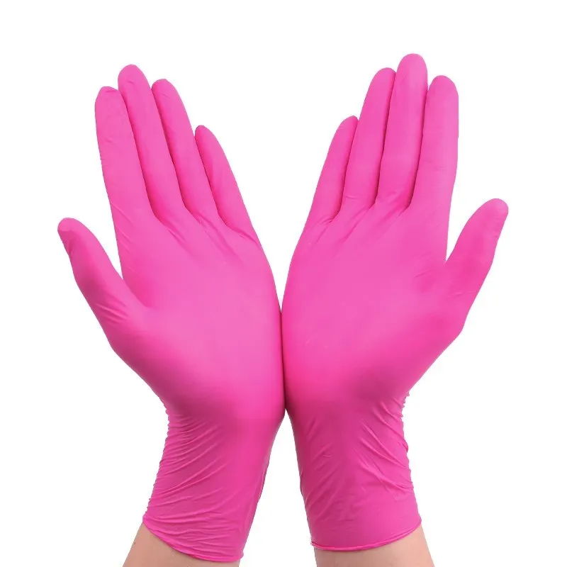 Pink 100 шт. одноразовые резиновые перчатки из латекса, 6-Цвет Еда и напитков из долговечного хозяйственные перчатки для уборки экспериментальные перчатки - Цвет: Pink