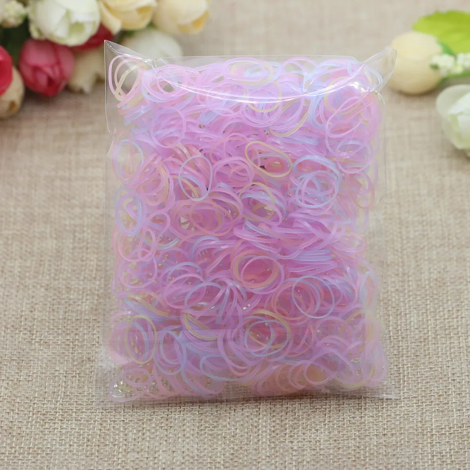 1000pcs Small Skin Isnice, 1000 шт., повязка на голову с цветком, яркие цвета, резинки, фартук, галстук, сильный, постоянно тянется, маленькая повязка для волос - Цвет: 1000pcs Small Skin