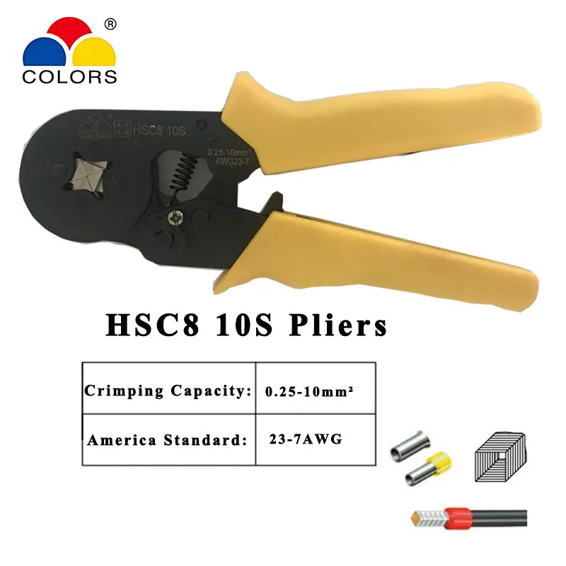 HSC8 10S 0,25-10mm2 23-7AWG обжимные плоскогубцы Мульти ручные инструменты трубные обжимные клеммы 800 шт. 1200 шт. 1050 шт. клеммные инструменты - Цвет: HSC8 10S