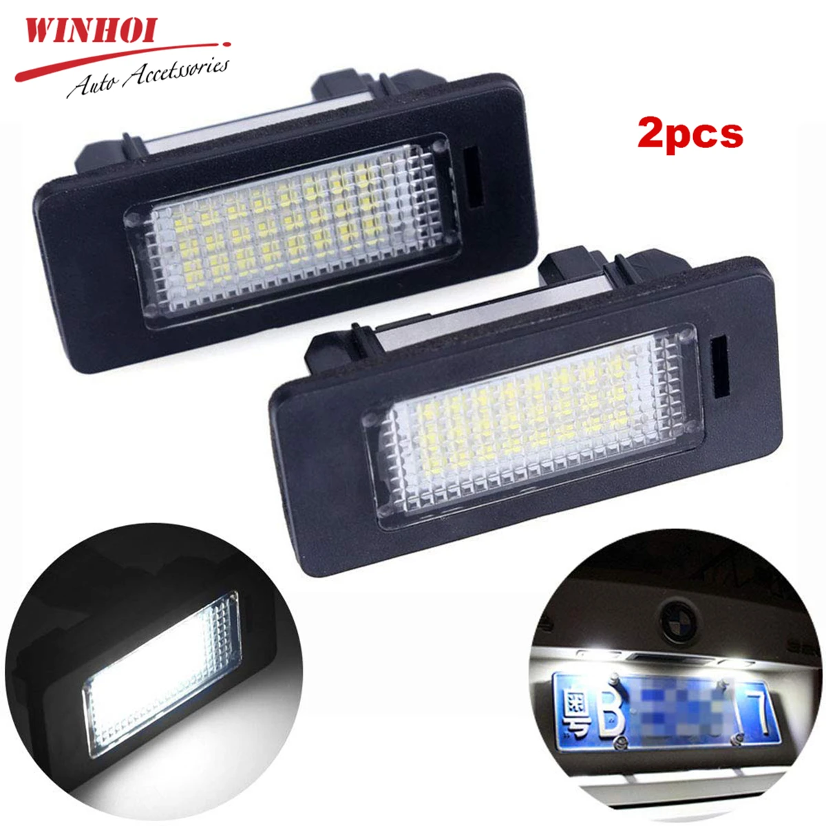 

Car License Plate Light 24LED Error Free For BMW E82/E88 E90 E91 E92 E93 E39/E39 M5 E60 E61 E70 E71 Car Licence Plate Light