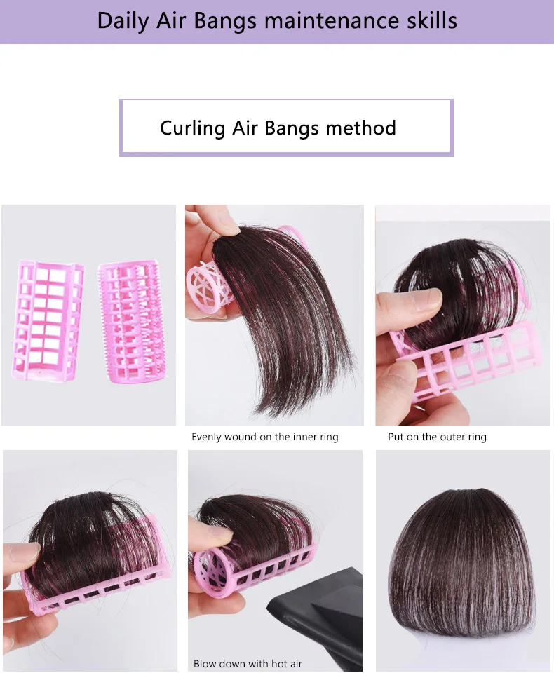 cut Curved hair bangs fake hair bang100% Real remy human hair clip in hair extensions bangs darklight brown human hair fringe