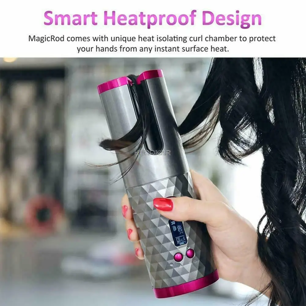 Curler de Cabelo Automático sem Fio Curler para Ondas Ferro Curling Recarregável Cachos Display Lcd Cerâmica Encaracolado Usb ar 23 High Quality Beleza e saúde