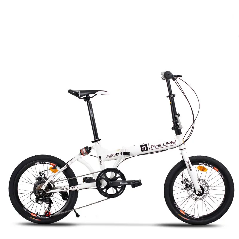 Bike Folding Bicycle 20 Inch Speed Double Disc Brake Shock Absorption Aluminum Alloy Rim Student Adult Men and Women
