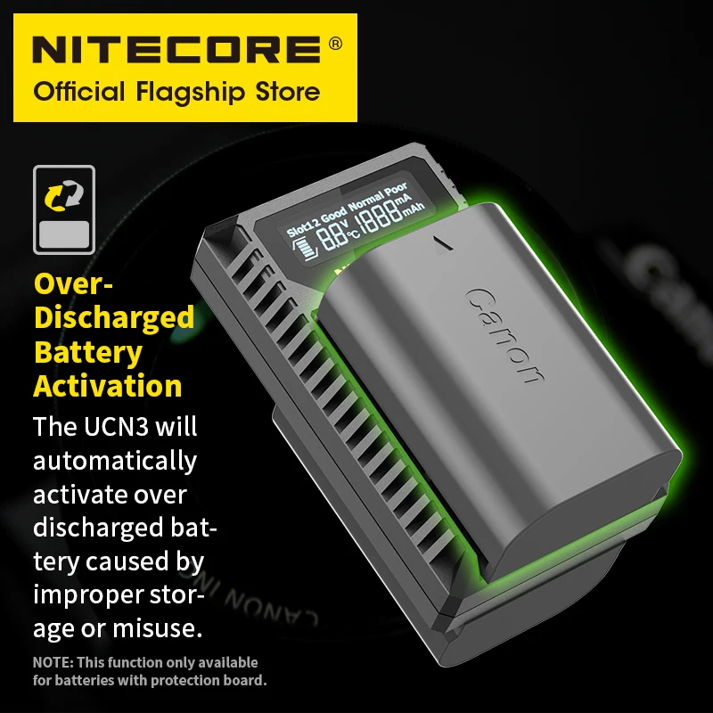 NITECORE UCN3 Camera Battery Charger Digital USB Dual Slot Charger DC 5V 2A for Canon LP-E6N EOS 5DS 6D 7D 90D R5 R6 Ra 60D 70D