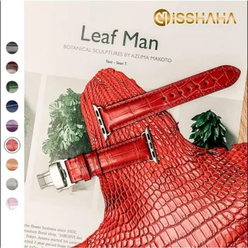 

Genuine Leather Watchband Apple Watch 38mm 42mm 40mm 44mm Series 5 4 3 2 1 Women Men Crocodile Straps Wrist Bracelet