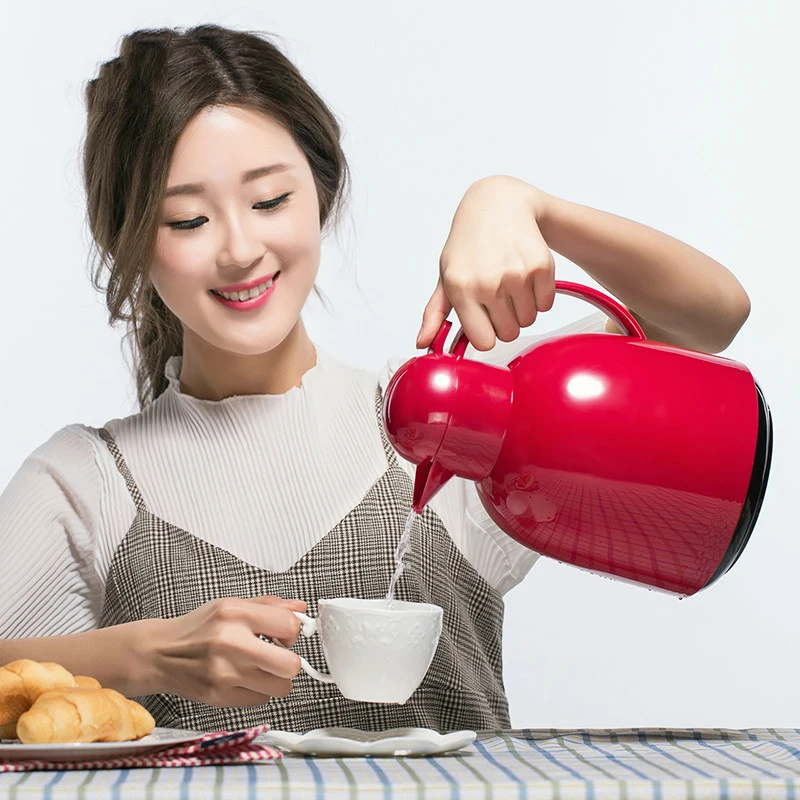 1500ml Large Double Layer Glass Vacuum Thermos Flask Chinese Style Leak-proof Insulated Pot Bottle Portable Hot Water Kettle