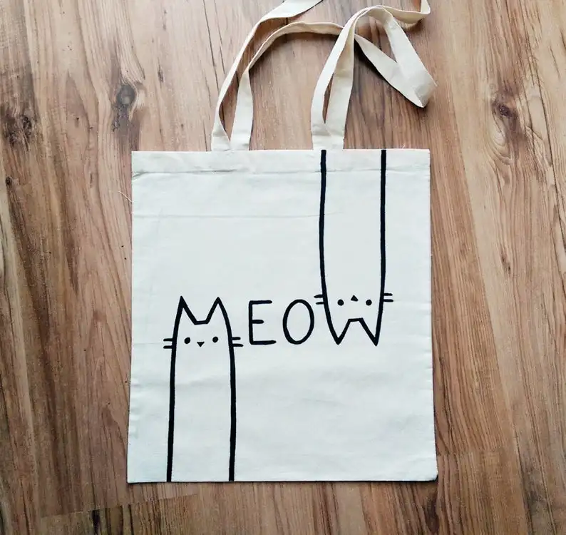 MEOW Холст сумка сумки для покупок дорожная сумка косметичка; сумка на молнии, сумка для продуктов, сумка многоразового использования, милая сумка