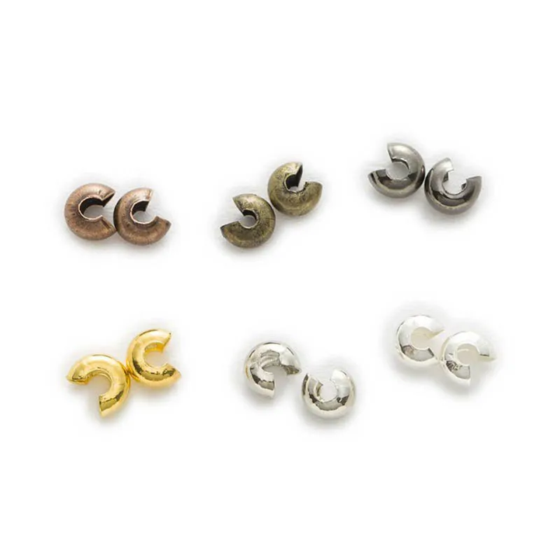 

100pcs 3/4/5mm 6 Color Copper Opening Position Beads Spacer Cream Crimp Beads For Making Bracelet Necklace Jewelry Accessories
