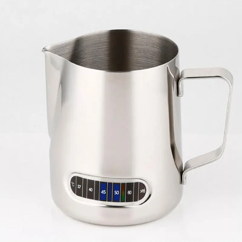 

0.6L Smart Thermometer Milk Jugs Coffee Pitcher Stainless Steel Espresso Frothing Jug Cup Pull Flower Coffee Milk Foam Mug Art