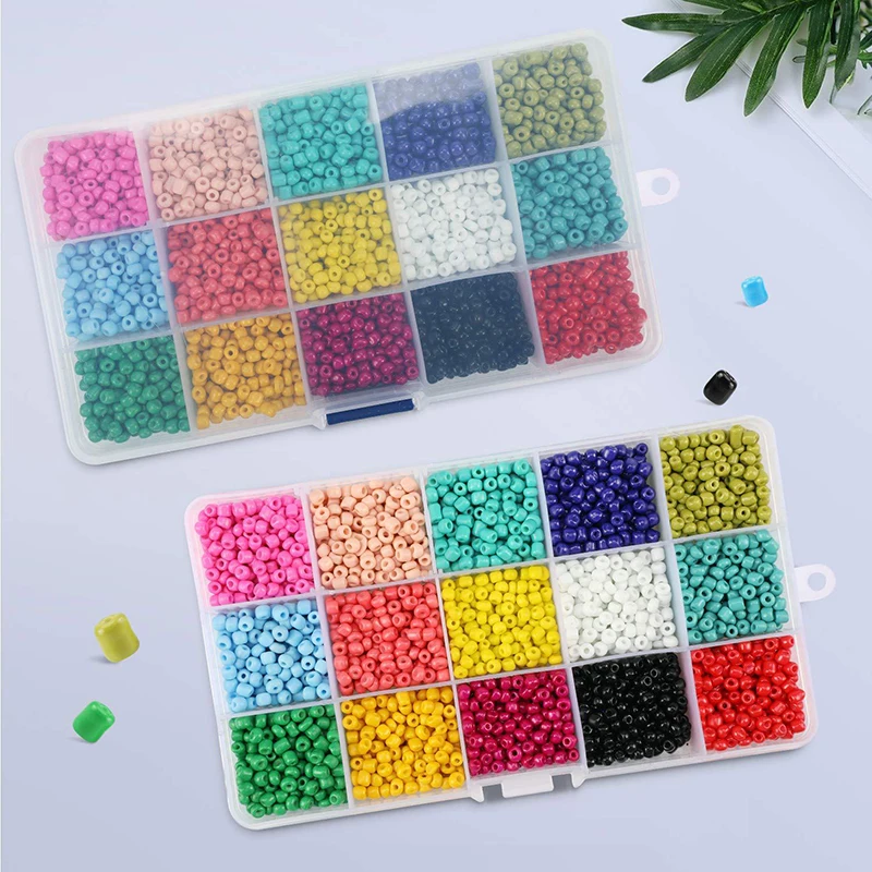 

4MM 24 Grid Multi-Color Loose Glass Rice Beads Belt Box Set DIY Handmade Weaving Bracelet Necklace Jewelry Making Beads Toys