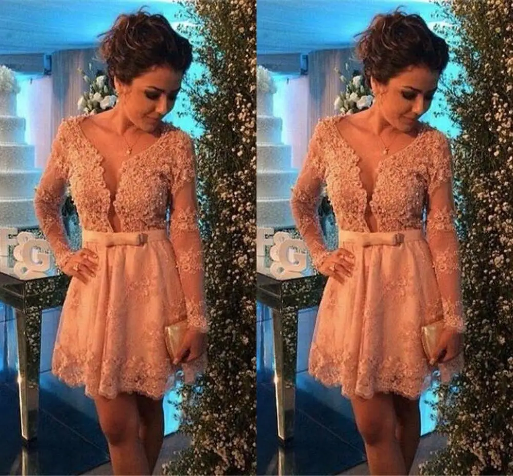 Champagne Lace Cocktail Dresses with 