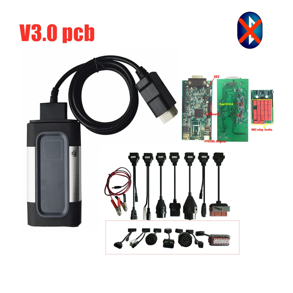 VD DS150E C-D-P Pro Plus V3.0 pcb bluetooth 2015R3/2016R0 с ключом для автомобилей грузовиков диагностический инструмент obd obd2 сканер