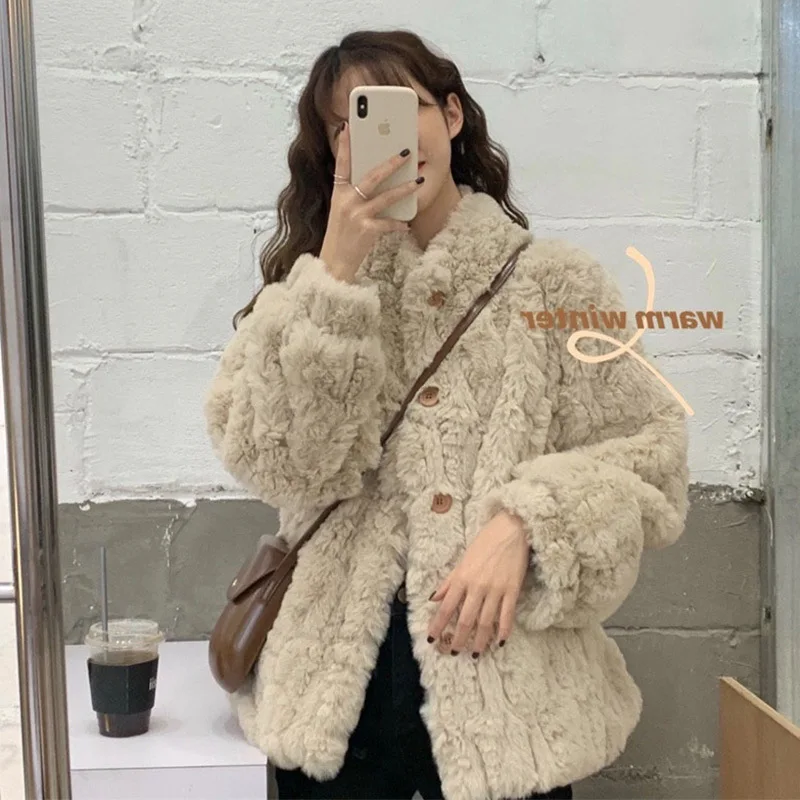 

2021 new cashmere winter lamb plush fur coat thick women's autumn and winter woman jacket