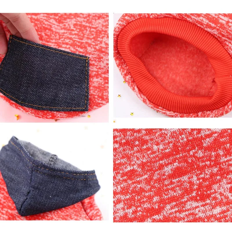 Джинсовая одежда для собак с карманами 3 цвета зимнее пальто теплая кошек куртка