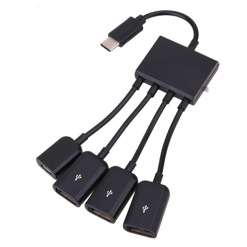Несколько OTG 4 порта type-C зарядное устройство черз порт USB концентратор Кабельный разъем адаптер USB 3,1 type C концентратор до 4 USB 2,0 порт концентратор 0,2 м/20 см - Цвет: C