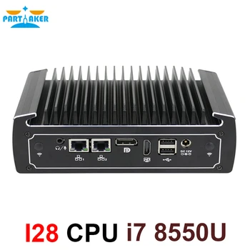 Partaker Fanless Mini Computer 8th Generation Intel Core i7 8550U quad core dual lan 4K HTPC fanless gaming pc desktop computers fanless mini itx pc nuc i7 6500u i7 6600u8 16g 1t ssd 1t hdd dual core hd graphics 520 dp hdmi 4k fanless barebone pc nc360