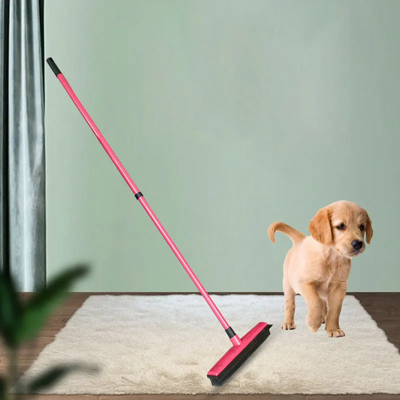 

Rubber Broom Pet Hair Lint Removal Device Telescopic Bristle Magic Clean Sweeper Scratch Bristle Long Push Broom Clean Supplies