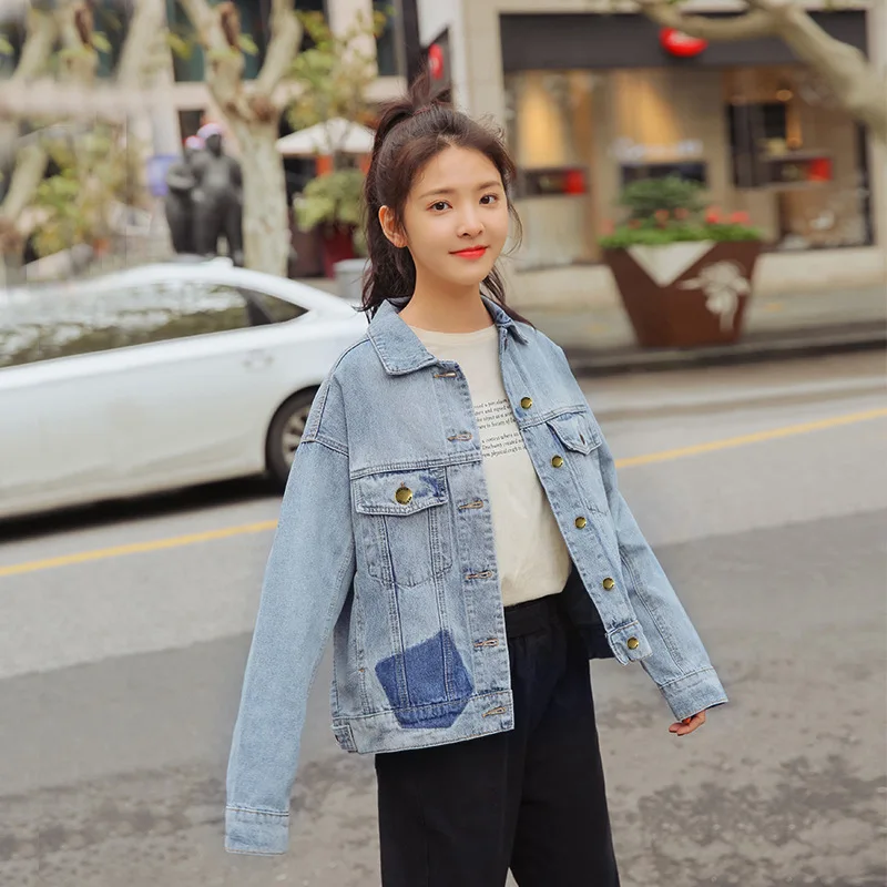 

6968 by Nalini Video 2019 Spring New Style Hong Kong Style Harajuku Retro Jacket Students Versatile Short Jacket Women's