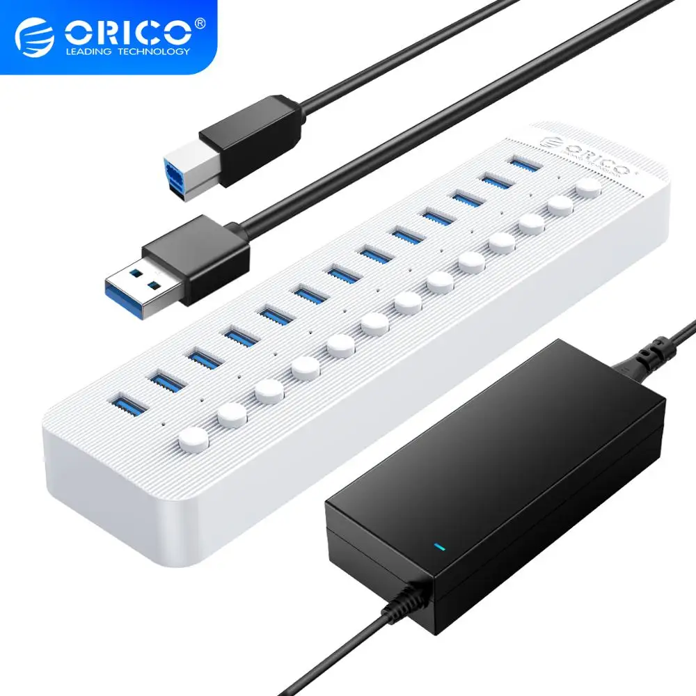 ORICO 13 Ports Powered USB 3.0 HUB BC1.2 Charger USB3.0 With Individual On/Off Switches and 12V/5A Power Adapter For Desktop | Компьютеры