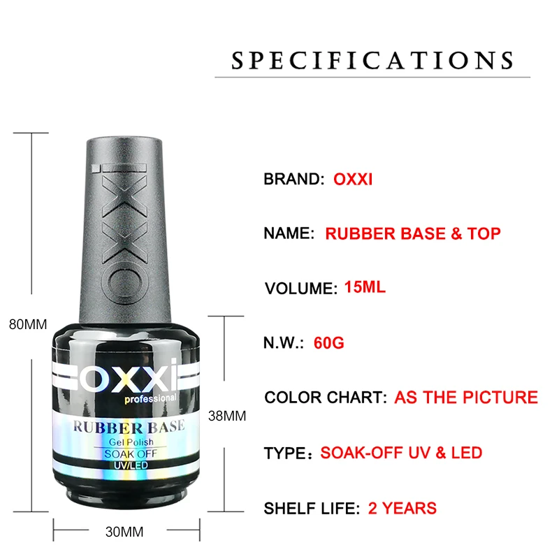 OXXI 15ml Base and Top Coat for Gel Polish Semi-permanent Varnish Rubber Top Coat y Base Coat Gellac uv led Permanent Enamel Lak 2