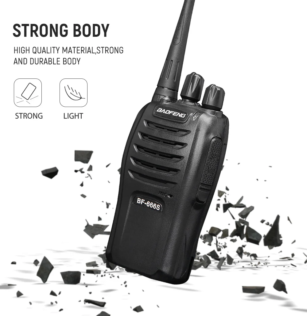 4pcs Baofeng BF-666S Walkie Talkie Two-way radio CB Radio 2800mAh battery UHF400-480MHz 16CH Comunicador Transmitter Transceiver