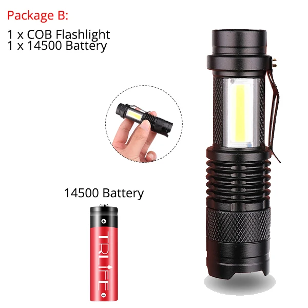 Мощный перезаряжаемый светодиодный фонарь XPE+ COB карманный мини-фонарик Penlight Spotlight Zoom фонарь Водонепроницаемый Аккумулятор AA 14500 - Испускаемый цвет: Package B