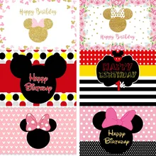 Backdrops de fotografia personalizado rosa mouse festa de aniversário pano de fundo decoração personalizada foto studio banner