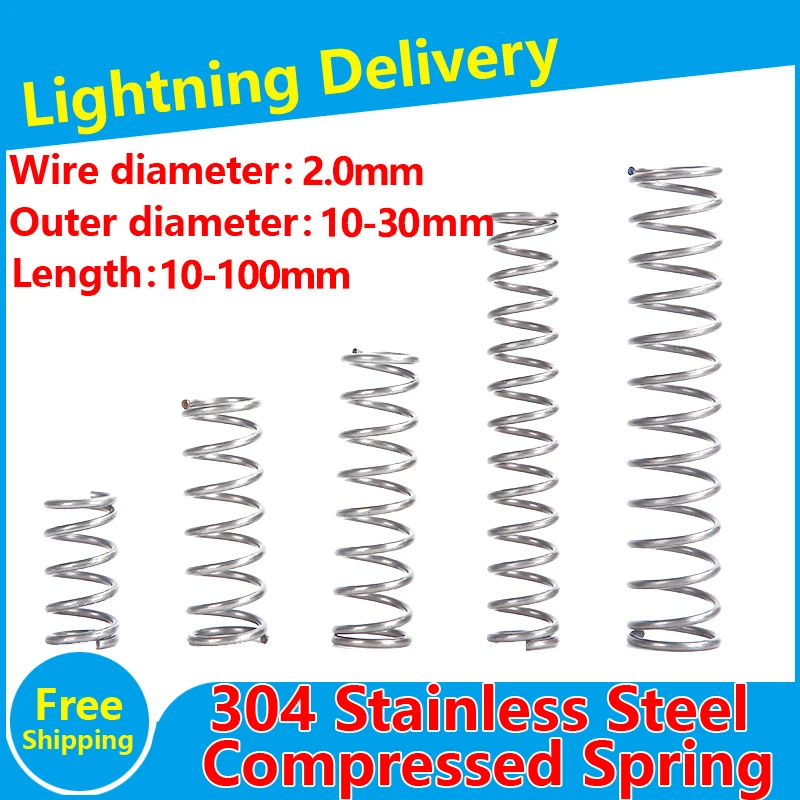 10 Pz SUS304 Molla Di Compressione In Acciaio Inox Diametro - Foto 3