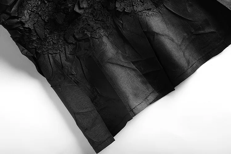 MIYAKE складка сплошной цвет свободная вокруг футболка женская маленькая рубашка короткий рукав с темпераментом Топ Прохладный тонкий вид тонкий