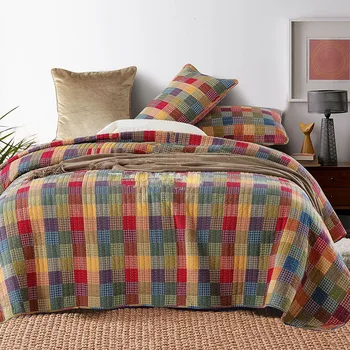 

Lattice Bedspread Quilt Set Pillow Shams 3-piece Quilted Bedding Wash Cotton Quilts Blanket Bed Cover King Queen Size Coverlet