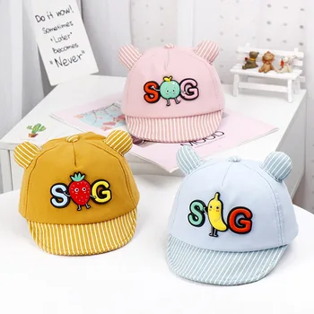

Baby hats Alphabet fruit children's hat 2020 spring and summer new striped baby soft brim cap baby hat Korean sun hat beanies