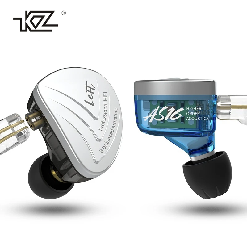 KZ AS16 16BA проводные наушники контролировать HiFi тяжелый бас шумоподавление Гарнитура сбалансированные арматурные единицы 3,5 мм наушники с HD микрофоном