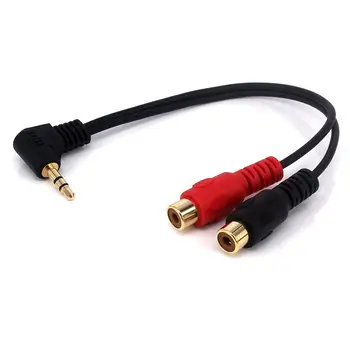 

0.6FT 20cm 90 degree Right-angled 3.5mm (Mini) 1/8 inch TRS Stereo Male to Dual Female RCA Jack Adapter Cable