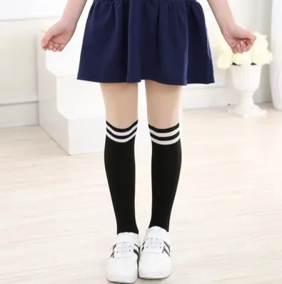 black white stripe Весенние детские колготки, сшитые носки для танцев для девочек, белые хлопковые вязанные колготки, одежда для малышей - Цвет: black white stripe