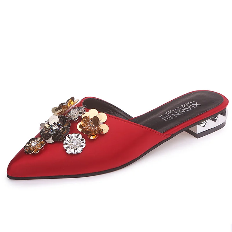 

Women's summer shoes Glitter flat sandals Flower Low heel sandals for women Fahion Designer shoes Female footwear