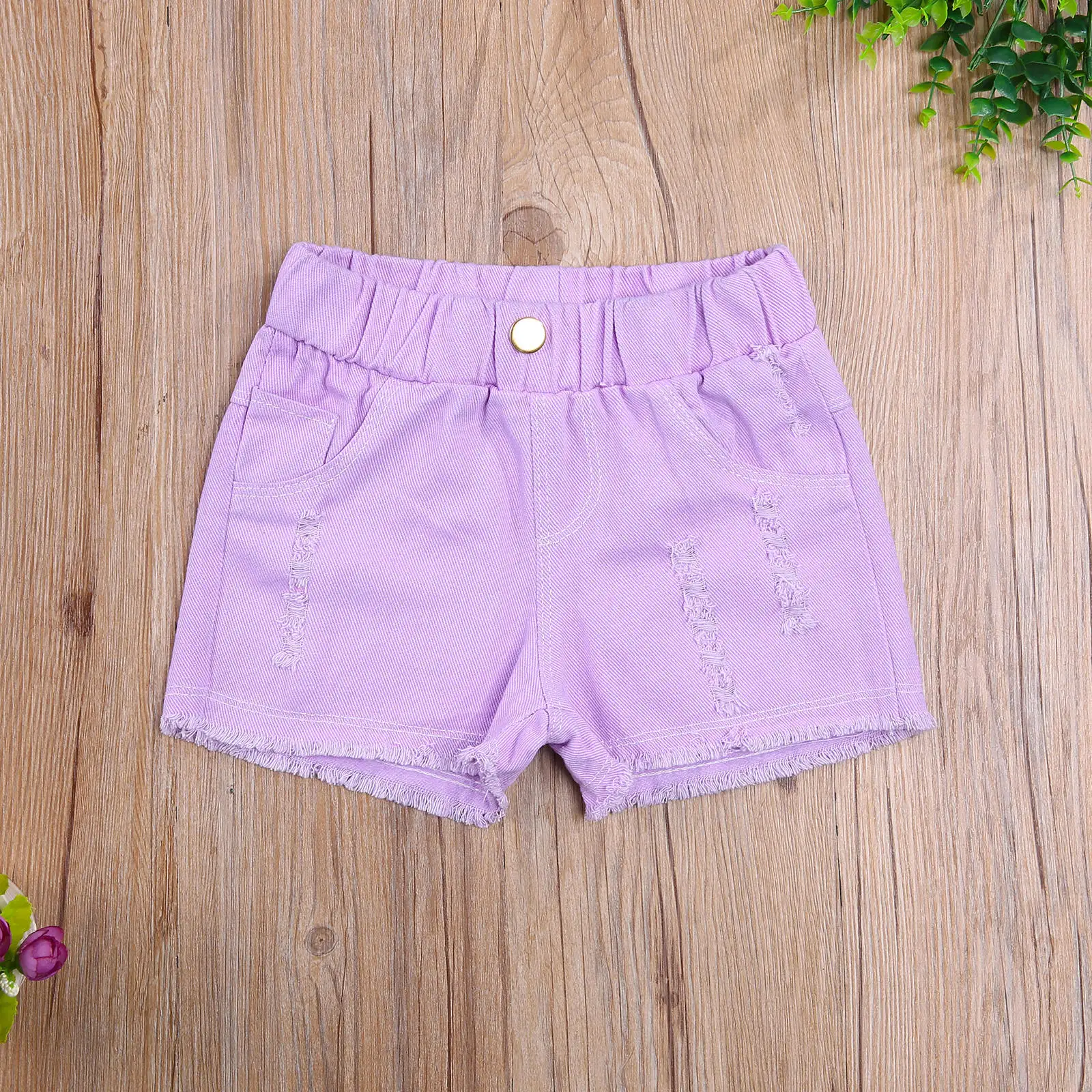 2-8y Summer Toddler Kids Baby Girl Denim Shorts Girls Solid Color High Elastic Waist Ripped Jeans Short Pants for Children kids shorts