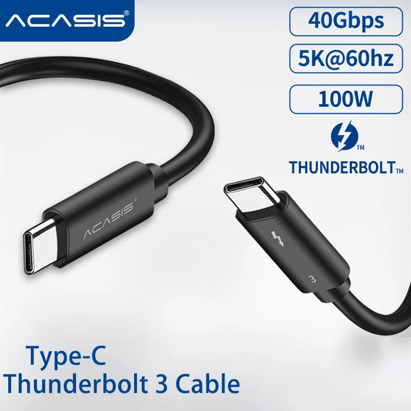 Thunderbolt 3 Cable 40Gbps 100W 5A/20V PD Fast Charging USB C To C