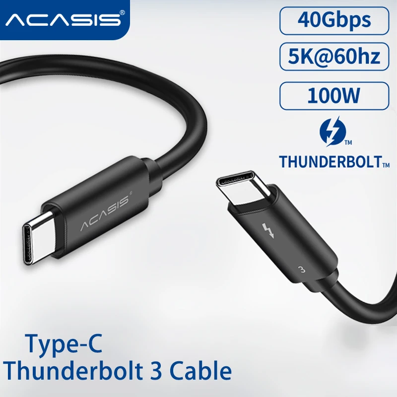 Thunderbolt 3 Cable 40Gbps 100W 5A/20V PD Fast Charging USB C To C