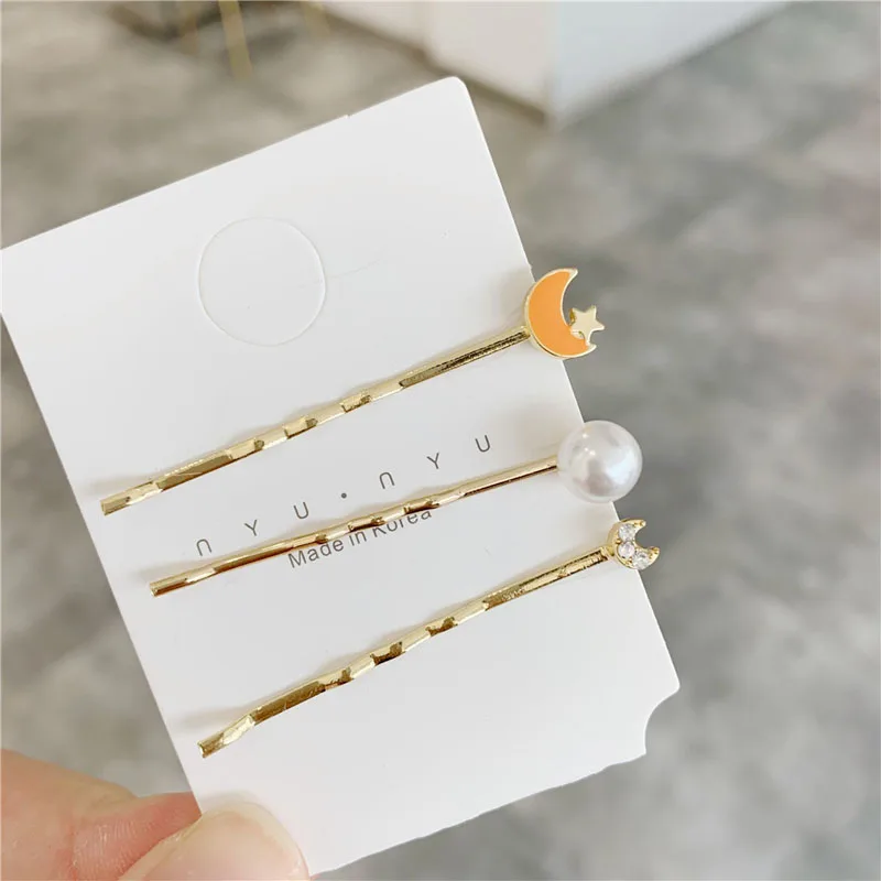 3 шт./компл. элегантные женские заколки для волос жемчужная звезда Луна головной убор девушка заколки для волос аксессуары