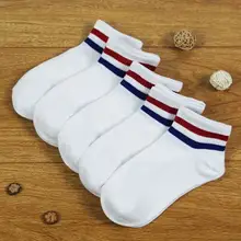 Прямая поставка; Новинка года; повседневные теплые хлопковые короткие носки в полоску для девочек-подростков; 5 пар