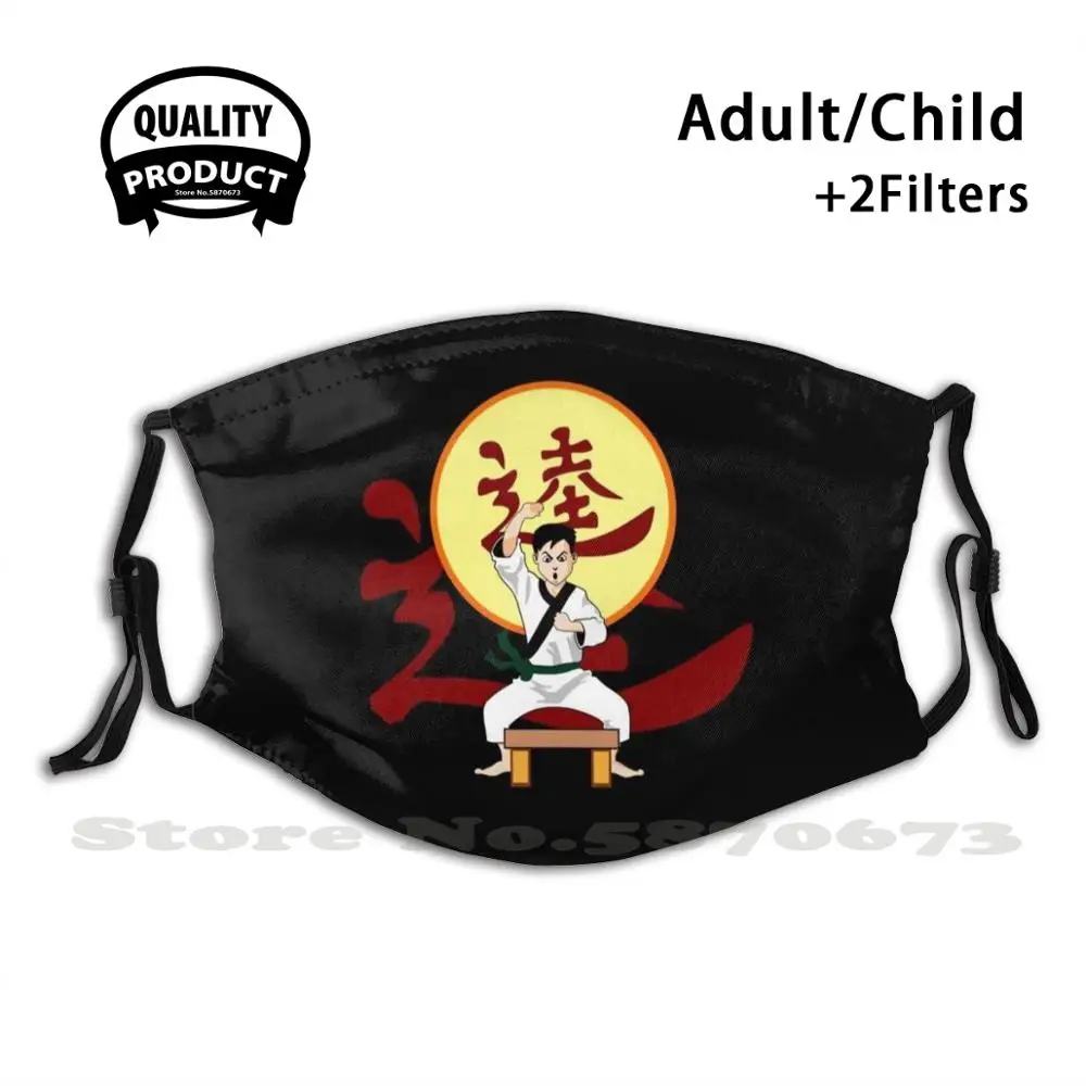 

Karate Kid Reusable Mouth Mask Filter Cool Funny Masks Karateka Chop Wood Colored Belt Block Blow Martial Art Sports