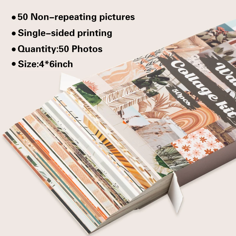 Imagens para Kits de Colagem de Parede Decorações de Sala para Meninas Boho Estéticas Peach Teal Colagens Adolescentes 50 Pçs 5 de colagem de parede peach teal colagens